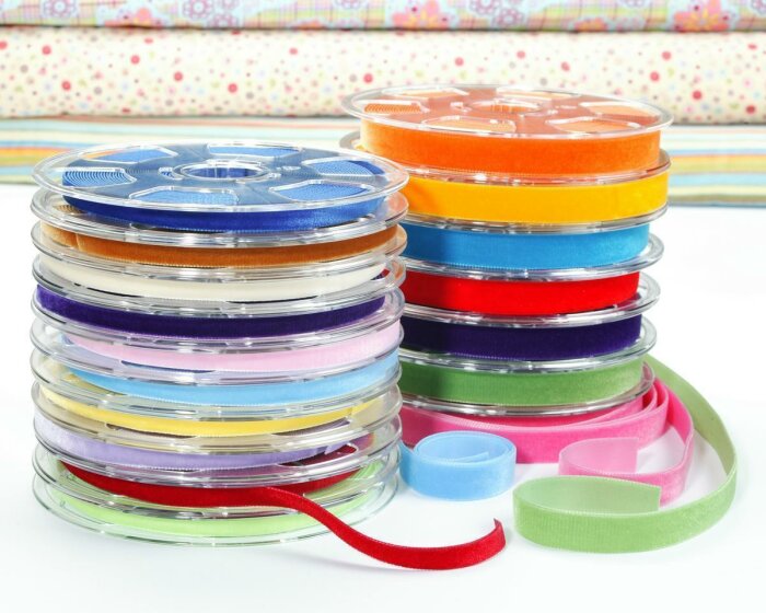 Samtband FLAUSCH, 2 Breiten, 38 Farben 16 mm weiß