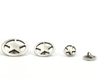 Metallknopf STERN im Kreis, altsilber, Union Knopf 23 mm