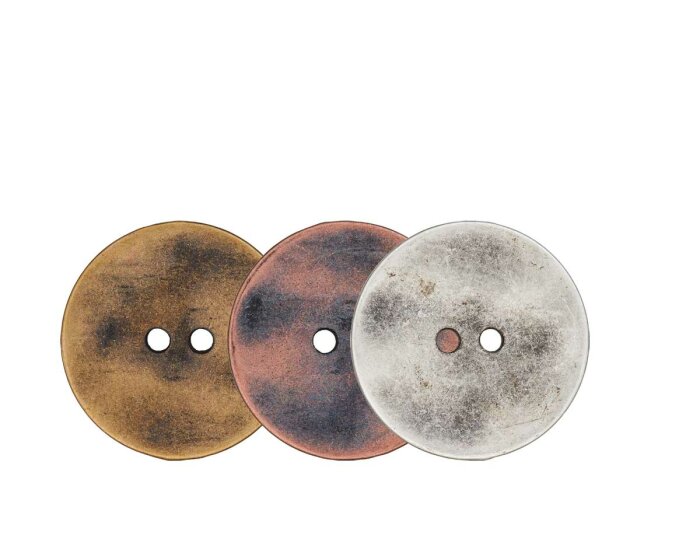 Metallknopf in ANTIKSTYLE, 4 Größen, 3 Farben Altsilber 12 mm