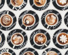 Patchworkstoff EXPRESSO YOURSELF, Latte-Art-Kreise, schwarz-weiß-braun