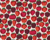 Patchworkstoff ENGLISH GARDEN, Erdbeeren, weiß-weinrot