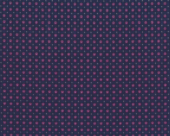 Designer Baumwollstoff ELLENA, Mini-Rauten-Vierecke, dunkelblau-pink