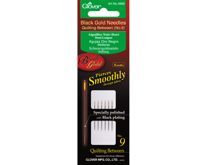 Schwarzgoldnadeln HALBLANG, 4 Größen, Clover No. 9 (0,53 x 27 mm)