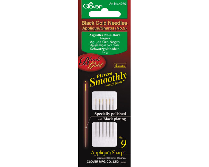 Schwarzgoldnadeln LANG, 4 Größen, Clover No. 9 (0.53 × 34.9 mm)