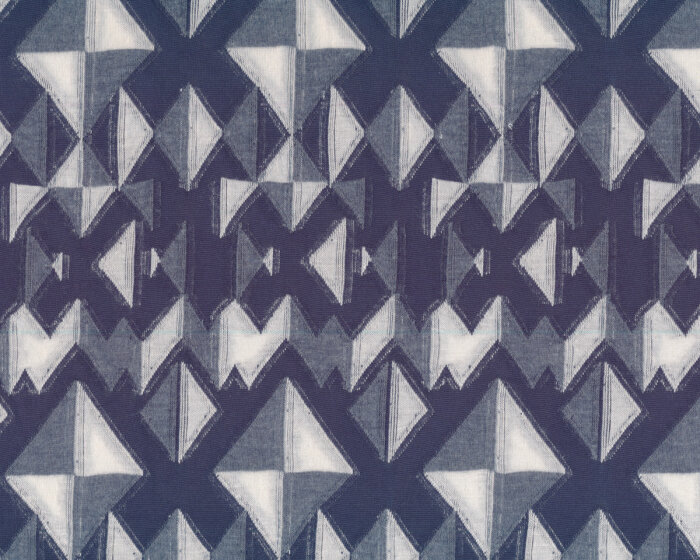 Strick-Jersey LEFFRANGE, Rhomben, graublau-wollweiß