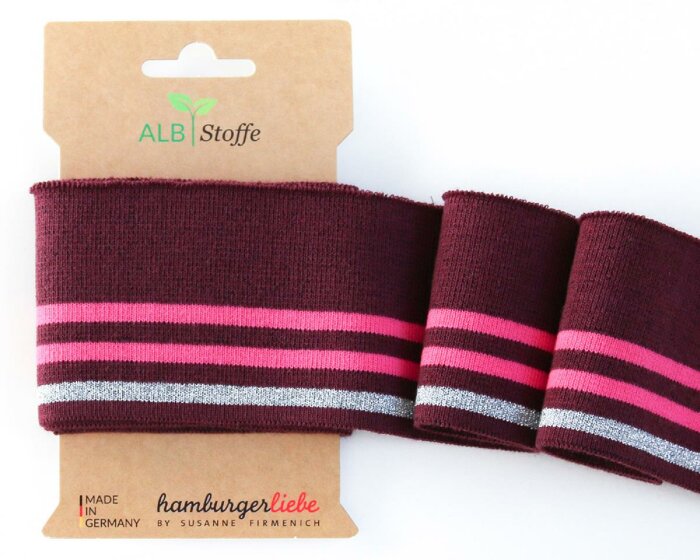 Bio-Bündchen CUFF ME GLAM, weinrot, Hamburger Liebe