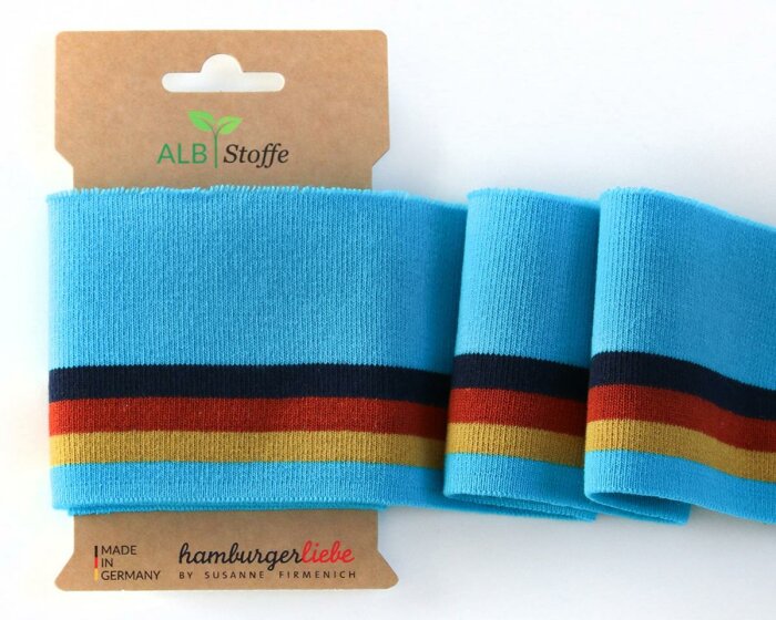 Bio-Bündchen CUFF ME COLLEGE, türkis-senfgelb, Hamburger Liebe