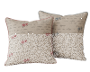 Halbleinen-Dekostoff SHABBY CHIC, Schrift und Rosen, natur-stumpfes rot