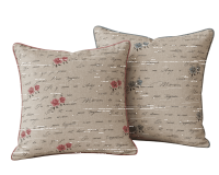 Halbleinen-Dekostoff SHABBY CHIC, Schrift und Rosen,...