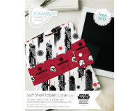 90-cm-Panel Patchworkstoff STAR WARS: THE LAST JEDI, X-Wing-Fighter, dunkelgrau-orange