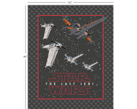 90-cm-Panel Patchworkstoff STAR WARS: THE LAST JEDI, X-Wing-Fighter, dunkelgrau-orange