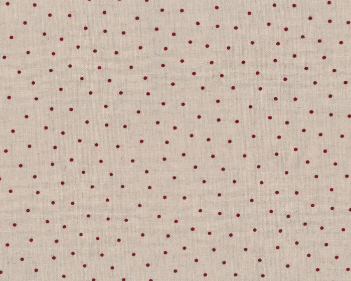 Halbleinen-Dekostoff SHABBY CHIC, Pünktchen, natur-dunkelrot
