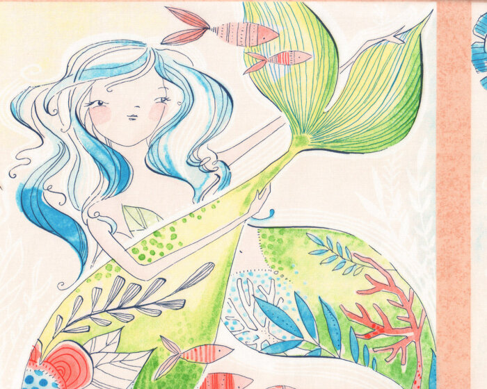 60-cm-Rapport Patchworkstoff MERMAID DAYS, Meerjungfrauen, Cori Dantini
