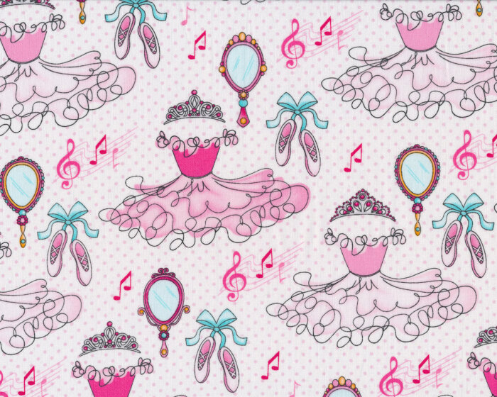 Patchworkstoff BELLA-RINA, Ballett-Kleid, weiß-rosa