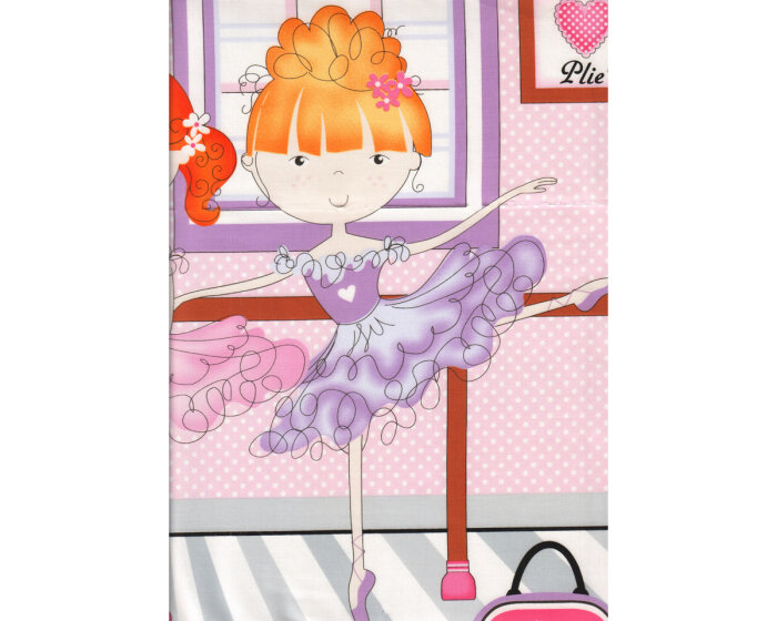 90-cm-Panel Patchworkstoff BELLA-RINA, Ballerinas, rosa-pink