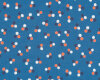 Baumwollstoff BRUSH DROPS, Dreier-Punkte, blau-orange