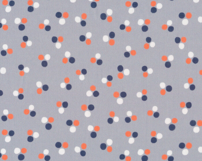 Baumwollstoff BRUSH DROPS, Dreier-Punkte, grau-orange