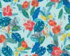 Baumwoll-Batist SOLEA, Hibiskus, mintgrün-blau