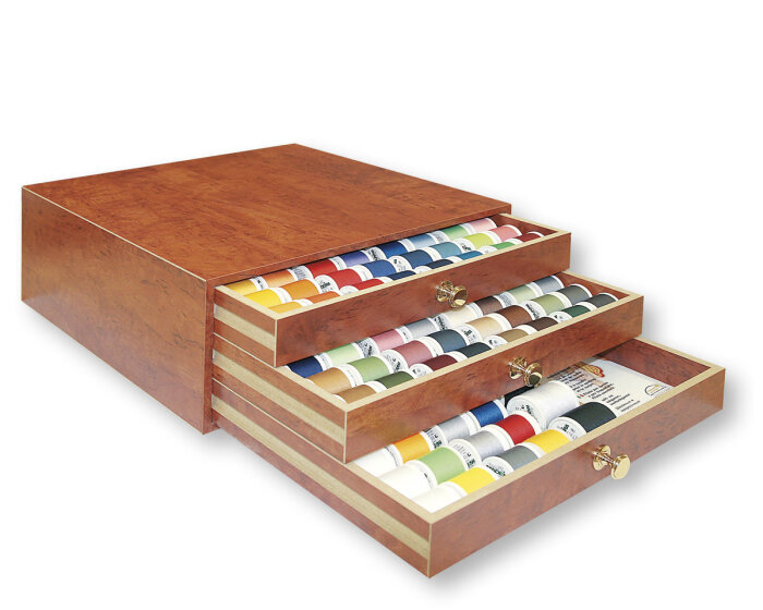 Holzschatulle Nähgarne AEROFIL, 182 x 400 m, Madeira Wurzelholz-Optik