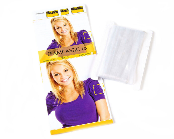 5 m transparentes Gummiband FRAMILASTIC,  Vlieseline 6 mm