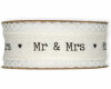 5 m Leinen-Baumwollband MR & MRS mit Spitzenabschluss, 40 mm, wollweiß