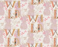 Baumwolljersey GOBI WILD, Schrift und Ananas, creme-hellrosa