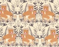 Baumwolljersey GOBI KIDS, Löwen, creme-goldgelb