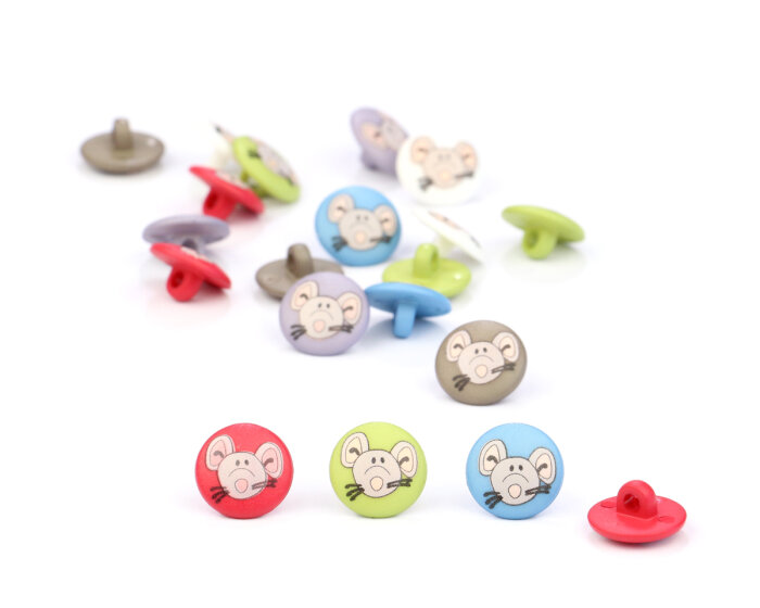 Kinderknopf PIEPS mit Mäusegesicht, Union Knopf natur
