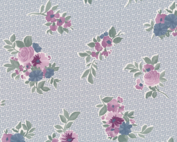 Westfalenstoff CARDIFF mit Rosen, taubenblau