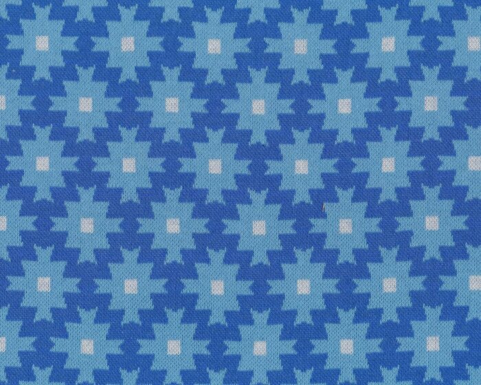 Jacquard-Strick LIL IKAT von Albstoffe, Ikat-Sterne, blau
