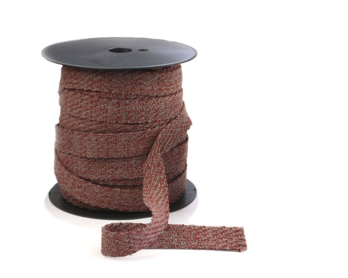 Zweifarbiges Gurtband CRAFTY, 25 mm rot-natur