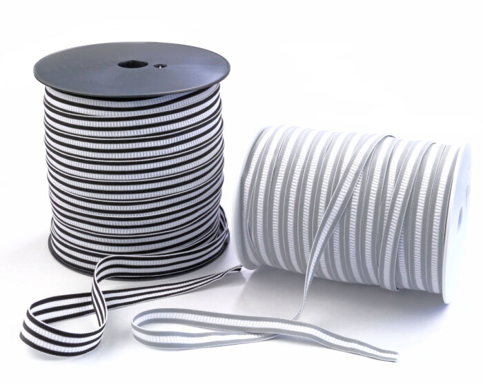 Gummiband SEERSUCKER, 12 oder 20  mm 20 mm grau-weiß