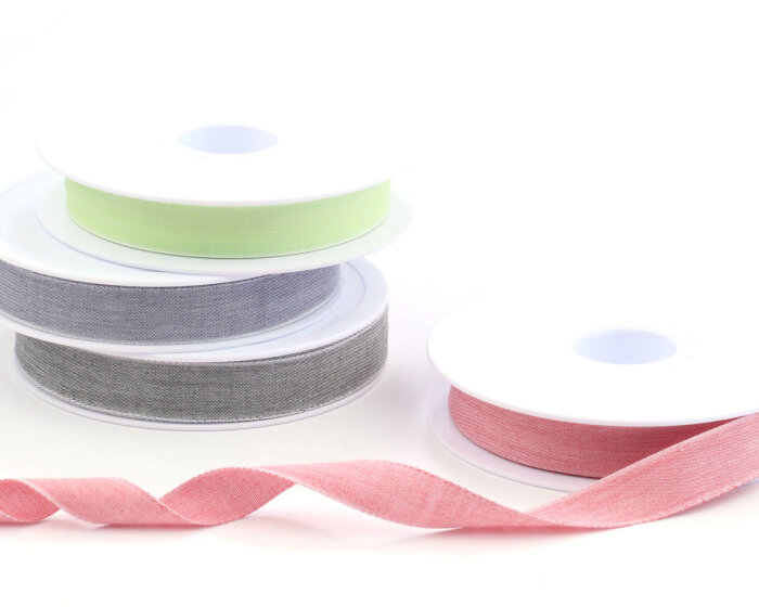 Meliertes Webband CHAMBRAY, 15 mm jeansblau