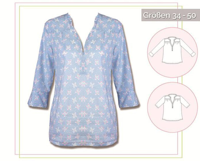 Damen-Schnittmuster Blusenshirt aus Webware, lillesol women No.6