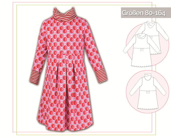 Kinder-Schnittmuster Kleid mit Rollkragen, lillesol basics No.39