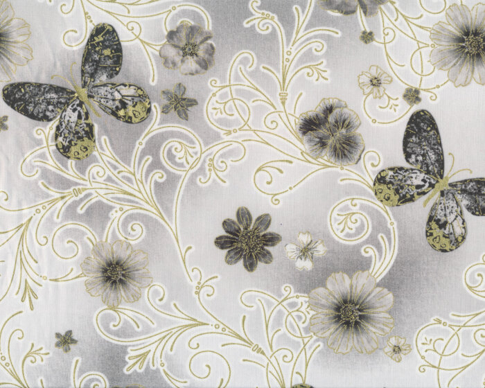 Patchworkstoff FLORAL IMPRESSIONS, Blumenranken, hellgrau