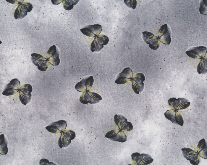 Patchworkstoff FLORAL IMPRESSIONS, Schmetterlinge, hellgrau