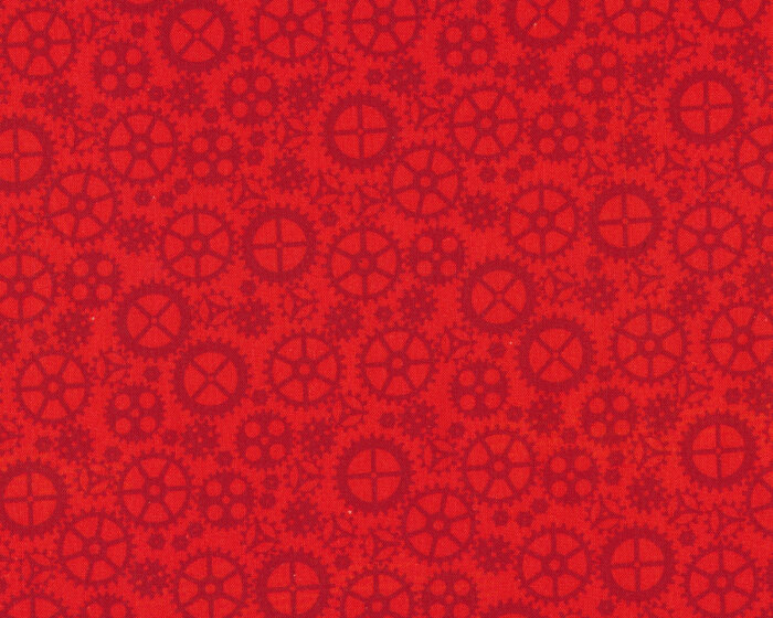 Patchworkstoff MATTHEWS MINI MONSTERS, Zahnräder, rot