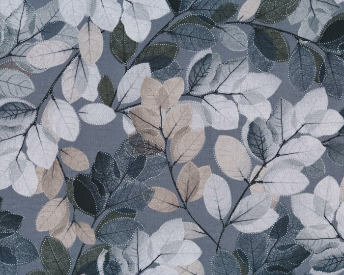 Patchworkstoff ESSENCE OF PEARL, Blätter, grau
