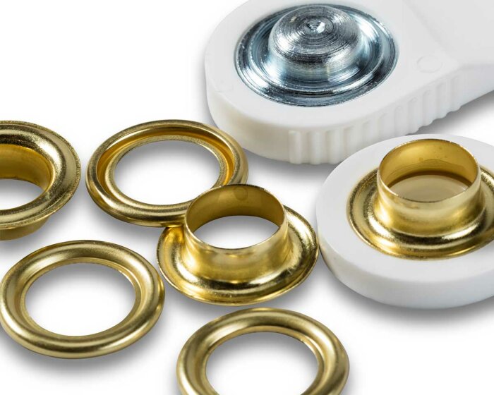 Ösen mit Scheiben, gold, Prym