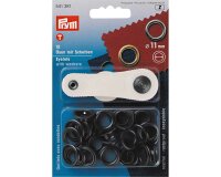 Ösen mit Scheiben, brüniert schwarz, Prym 4 mm