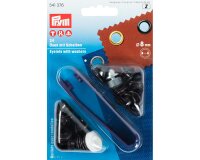 Ösen mit Scheiben, brüniert schwarz, Prym 14 mm