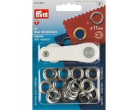 Ösen mit Scheiben, silber, Prym 14 mm