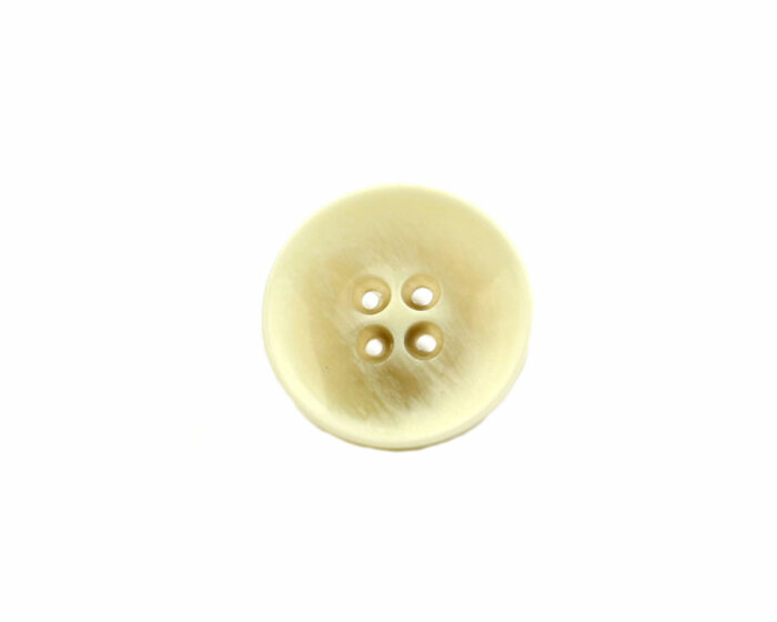 1 Reststück Edel glänzender Kunststoffknopf PEARL, Used-Look, natur hell, 28 mm, Union Knopf