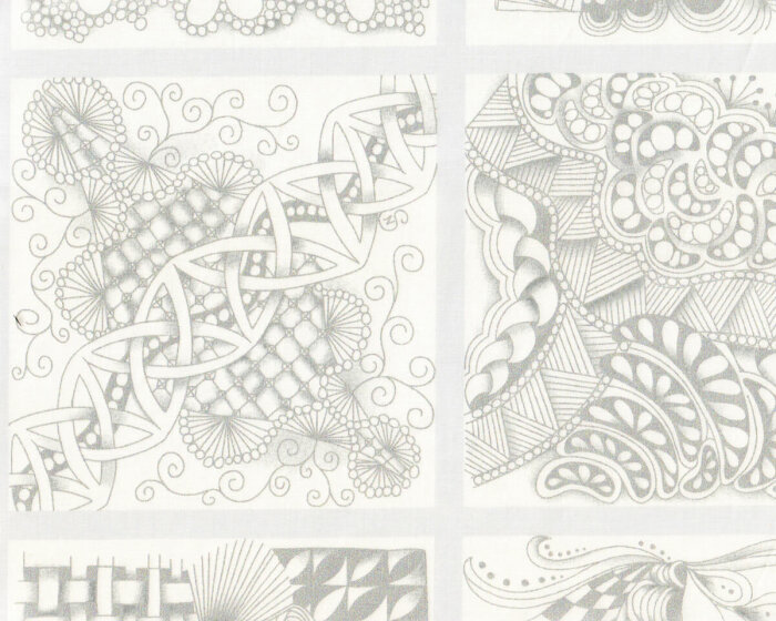 90-cm-Panel Patchworkstoff TANGLE TIME, silber