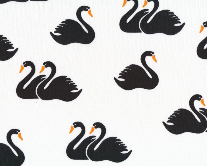 Baumwolljersey MONO BALLET von Albstoffe, Schwäne, weiß