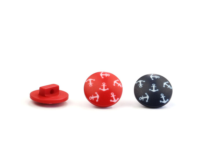 Kunststoffknopf ANKER, rot oder blau rot