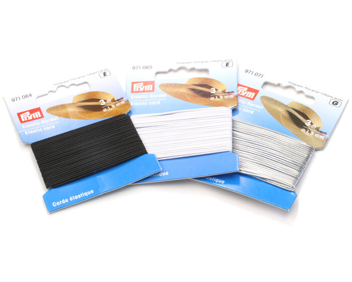 3 m Elastische Kordel HUTGUMMI, Prym silber metallic