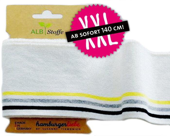 Bio-Bündchen CUFF ME COLLEGE, wollweiß-gelb, Hamburger Liebe