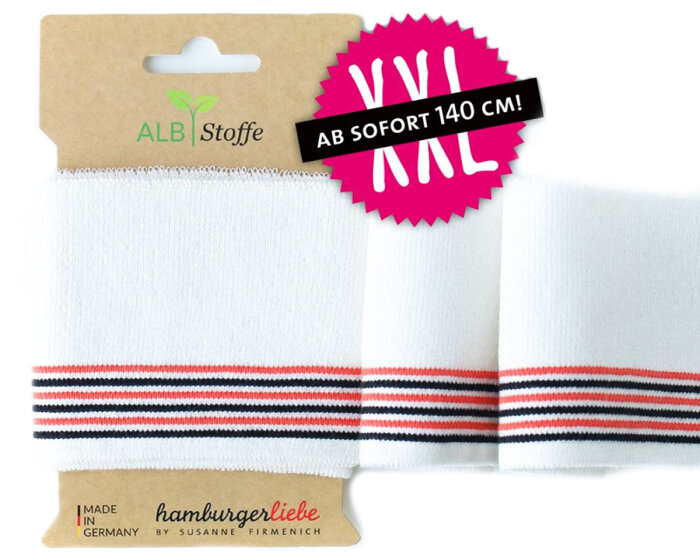 Bio-Bündchen CUFF ME WAVE, wollweiß-orange, Hamburger Liebe